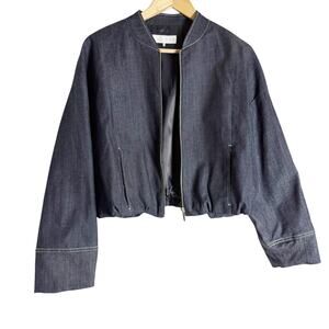 Zara Dark Chambray Denim 2 Piece Pleated Mini Skirt Jacket Co-Ord Set S